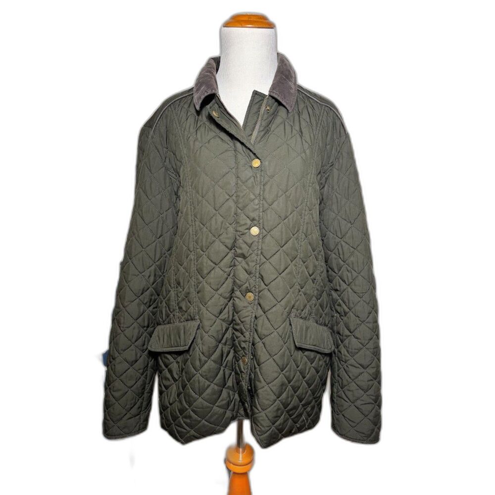 Tommy Hilfiger quilted jacket olive green XXL Equestrian Old Money Coat Workwear